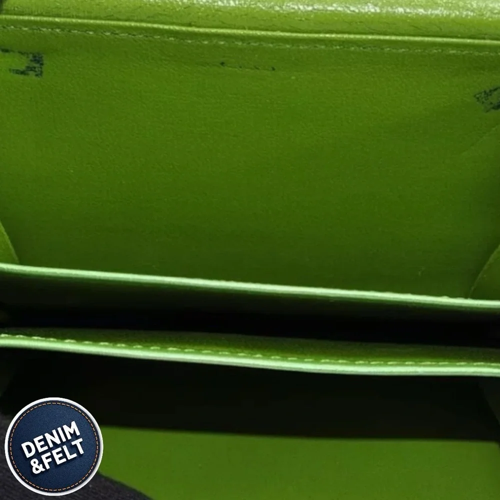 Yves Saint Laurent YSL Bi-Fold‎ Leather Green Logo Wallet | RARE - Picture 7 of 10